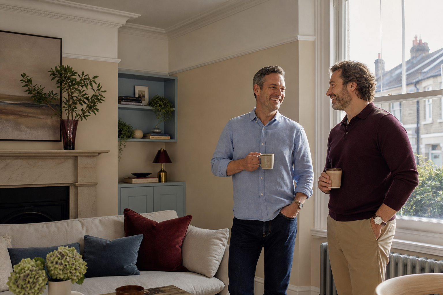 A prepared British living room with a property checklist and keys ready for marketing