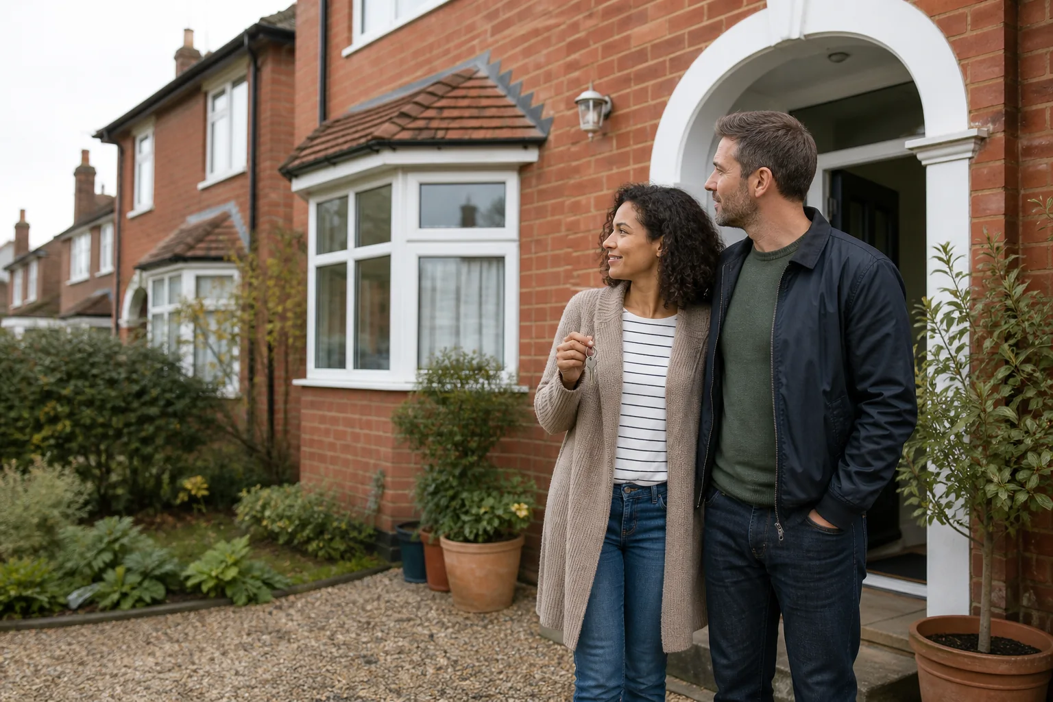 Homeowners discussing presentation improvements in their bright living room